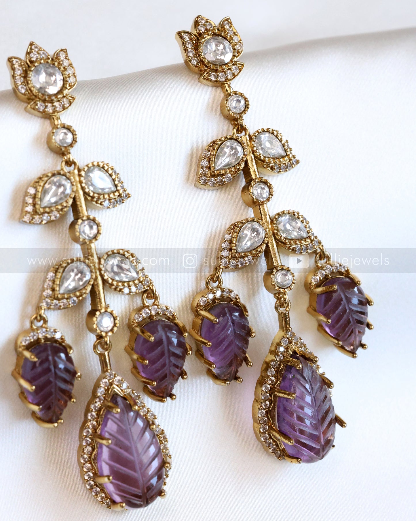 Violet Carved Marble Stone Earring