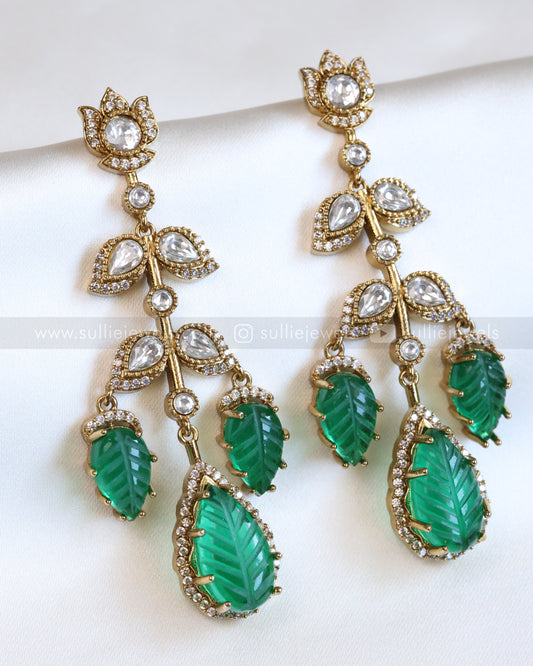 Green Carved Marble Stone Earring