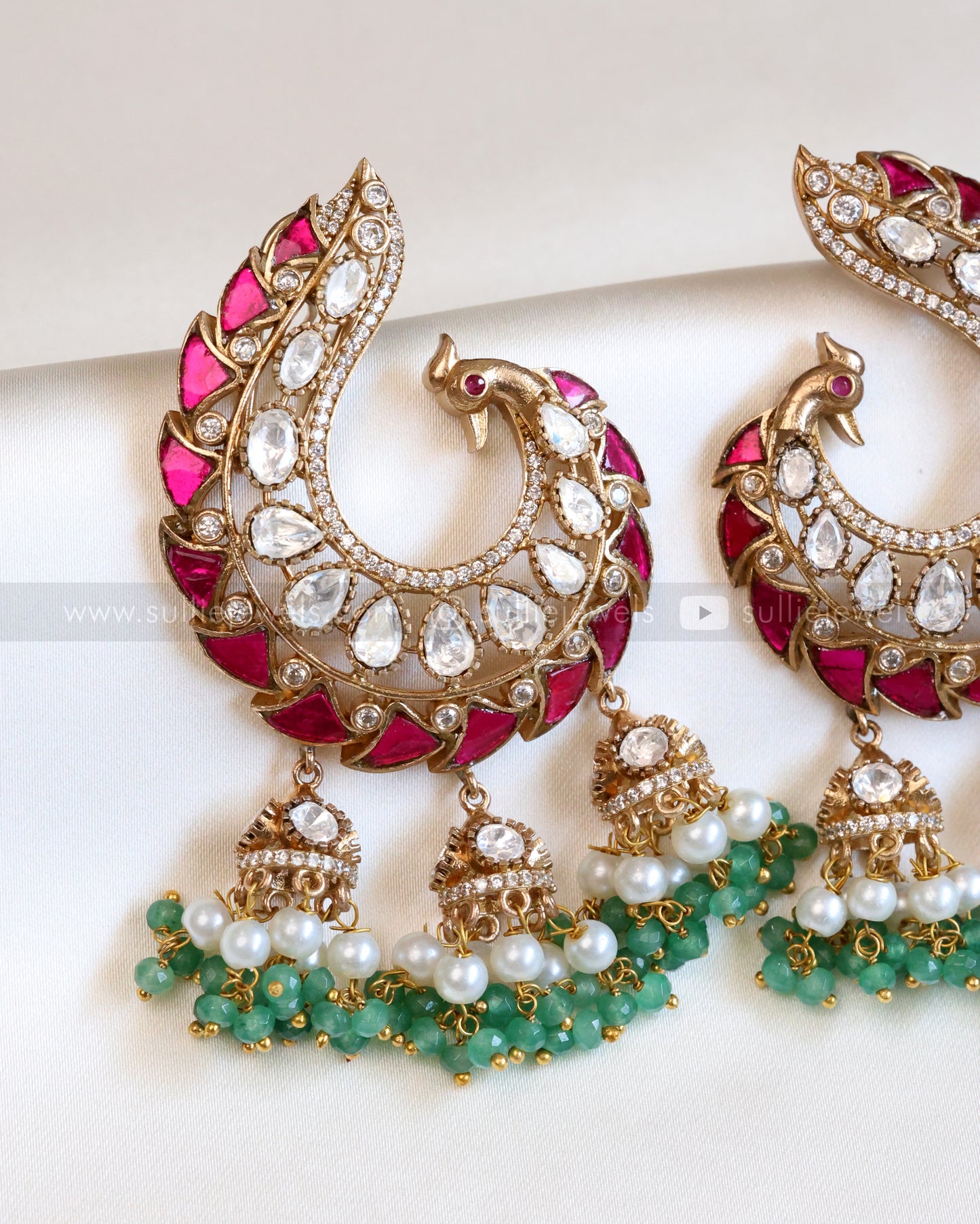 Premium Kemp & Moissanite Peacock Earring