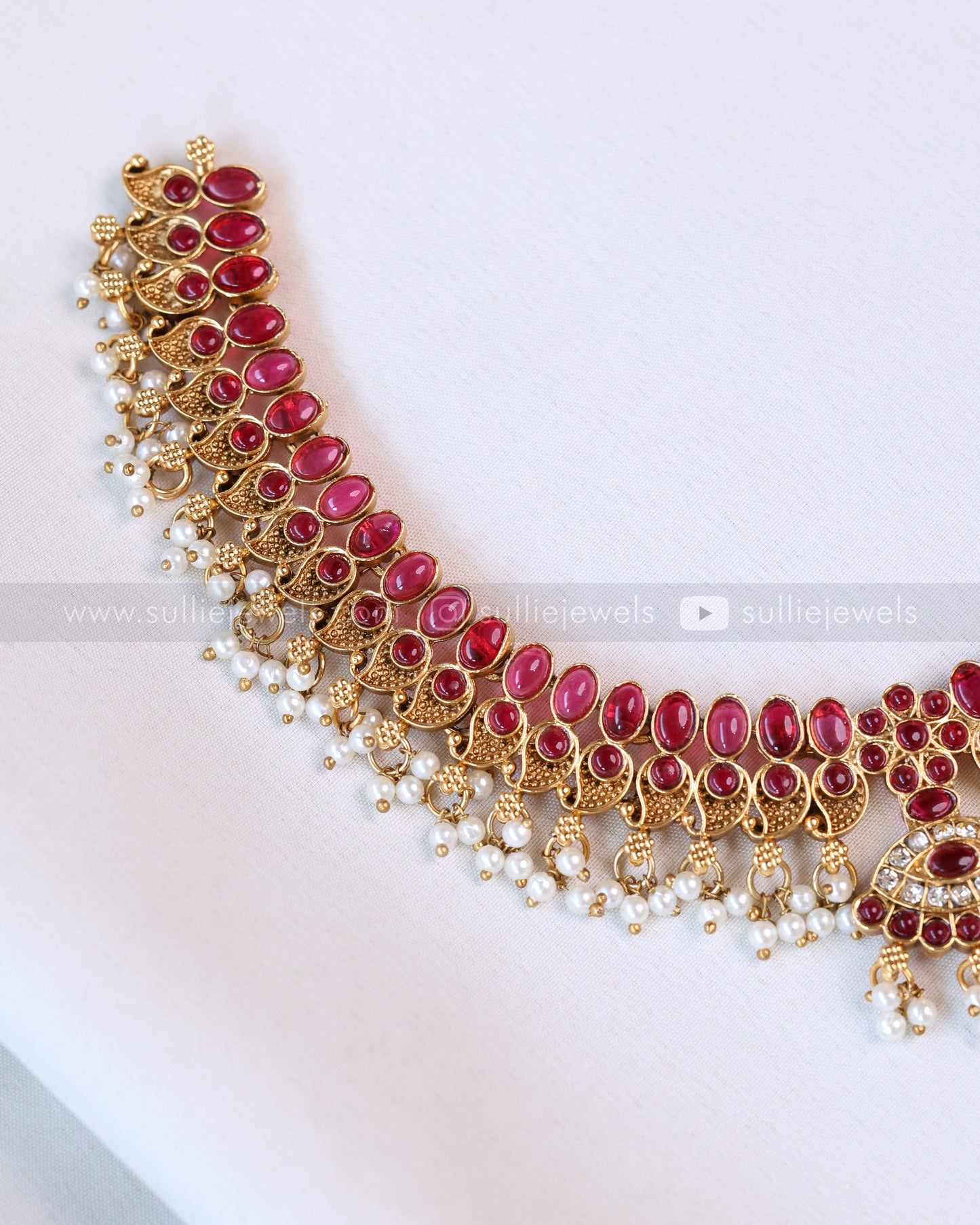 3691 - Sullie Basic Ruby Mango Necklace with Stud