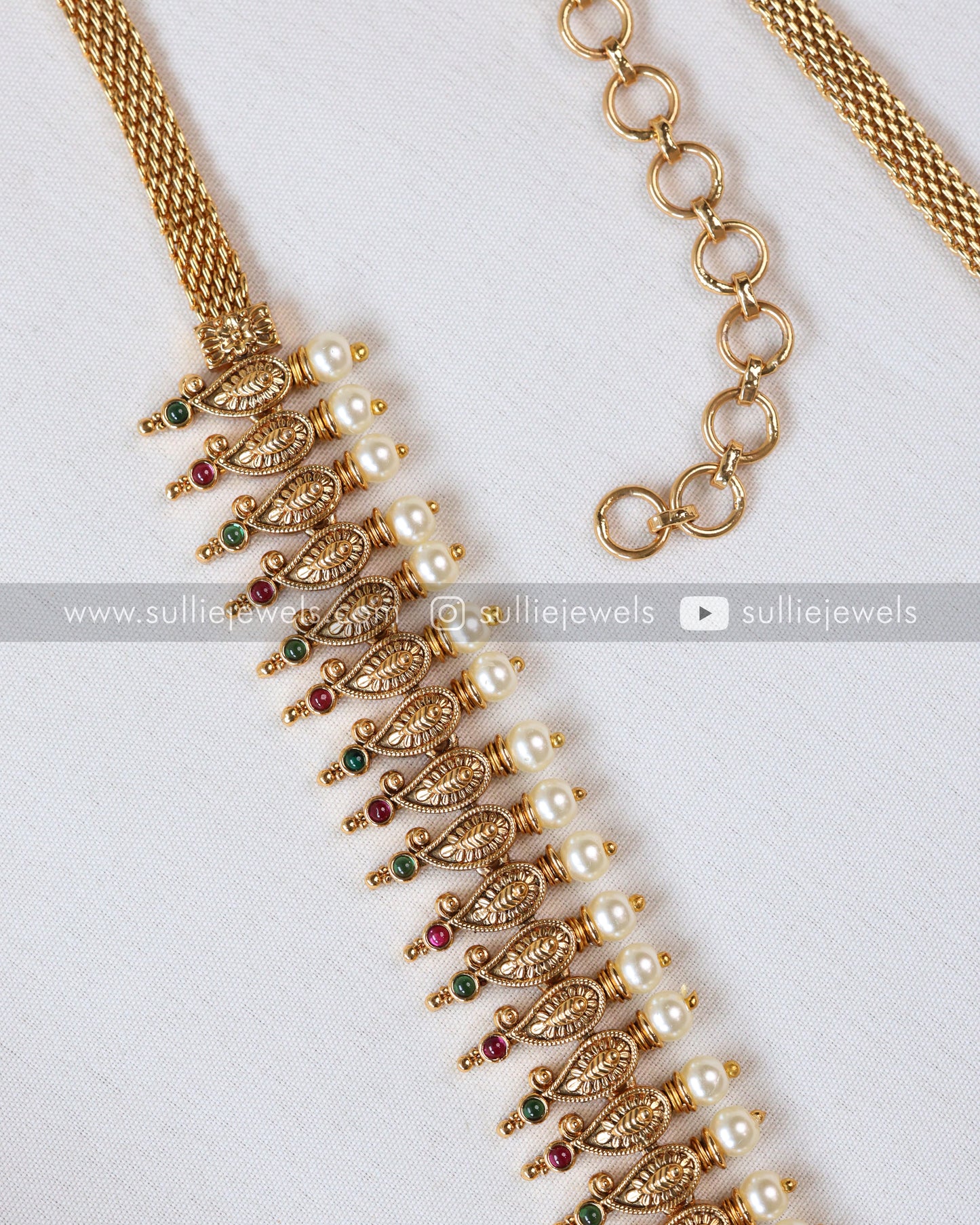 Pearl Mango Multicolour Stone Gold Hipchain