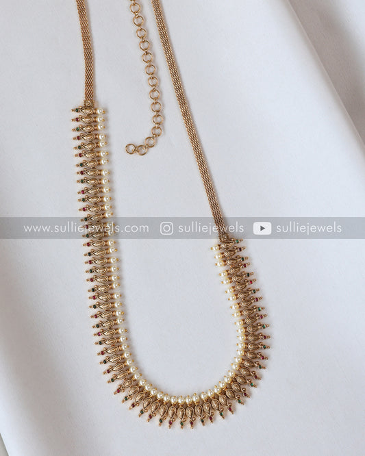 Pearl Mango Multicolour Stone Gold Hipchain