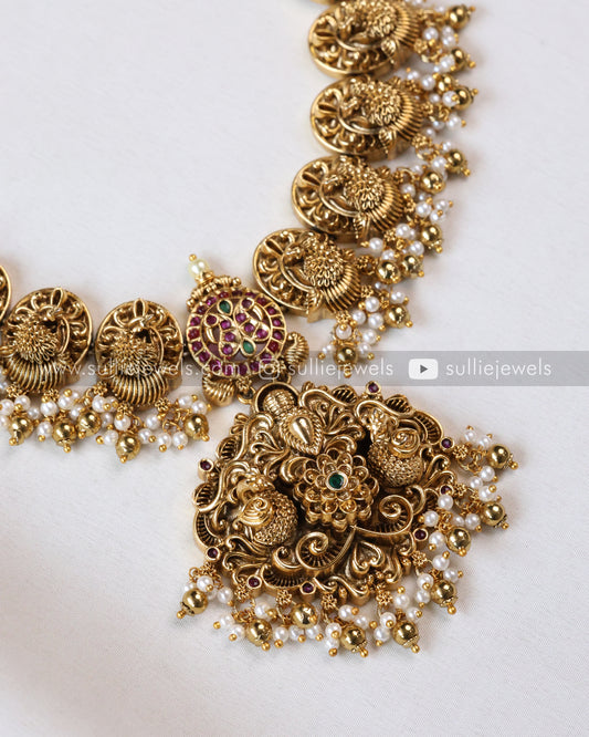 Peacock Gold Long Chain / Haram with Jhumka