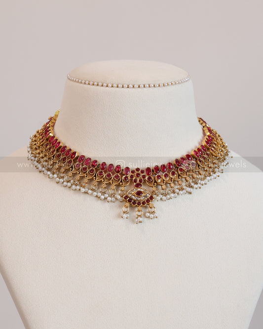 3691 - Sullie Basic Ruby Mango Necklace with Stud
