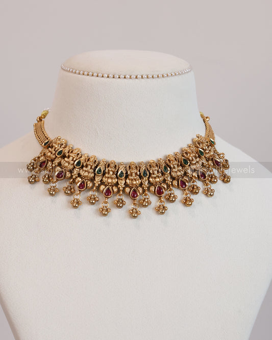 3690- Sullie Basic Lakshmi Ruby Green Necklace with Jhumka