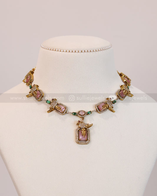 3638 - Pastel Pink Parrot Necklace with Stud