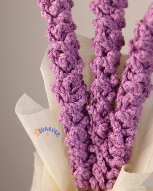 Lavender Promise - Crochet Bouquet of 3 Lavender Stems