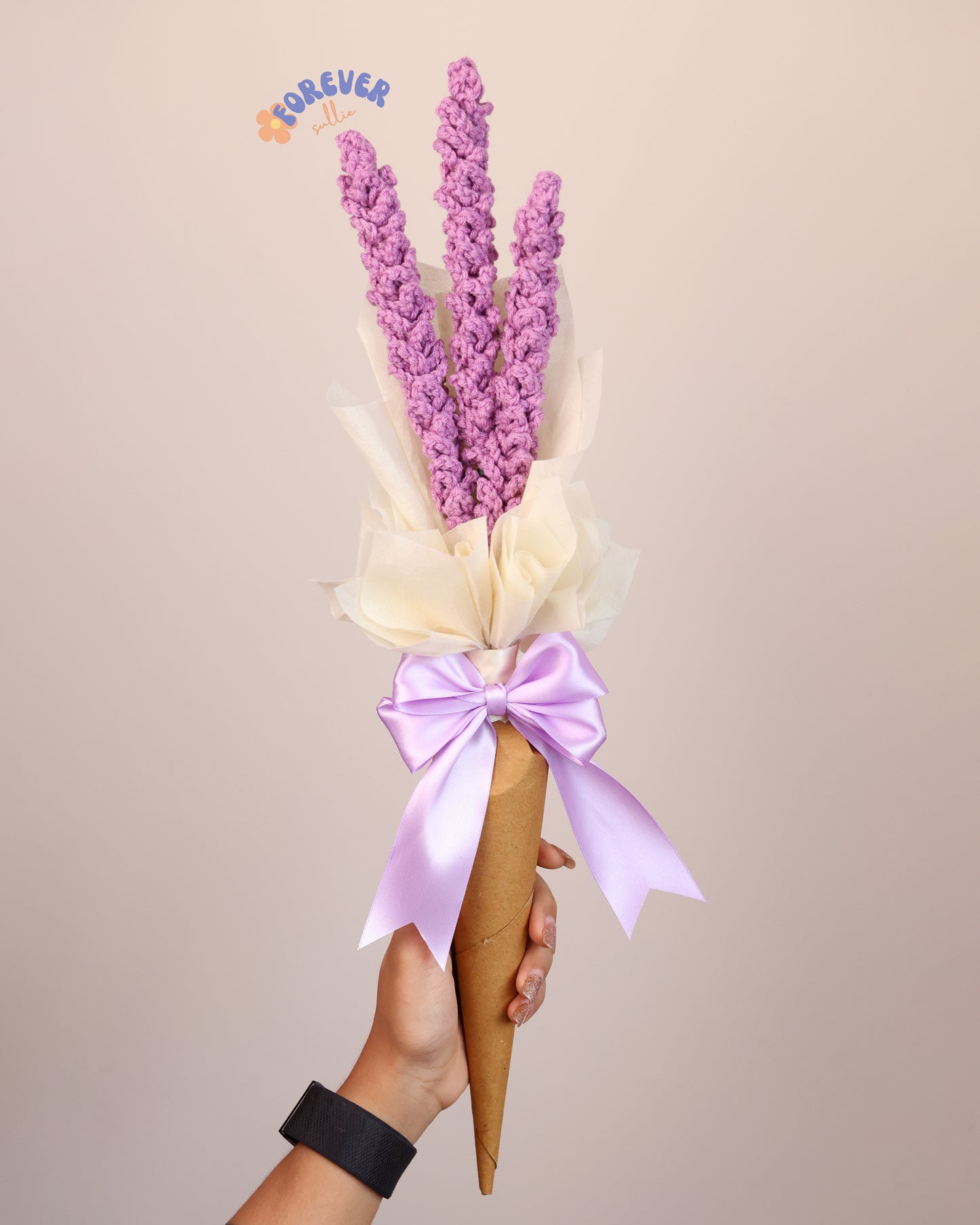 Lavender Promise - Crochet Bouquet of 3 Lavender Stems