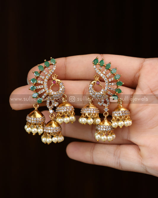 AD Peacock Earring with Hangings