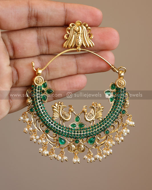 Peacock Chandbali Kemp Earrings