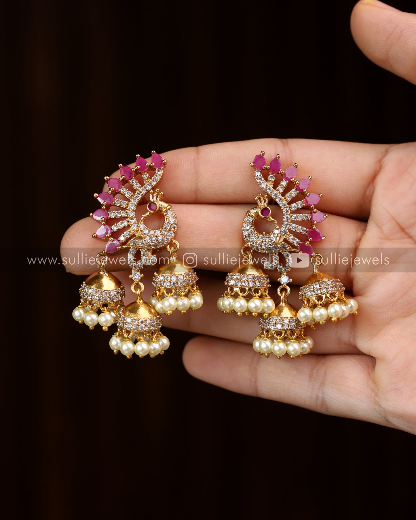 AD Peacock Earring with Hangings