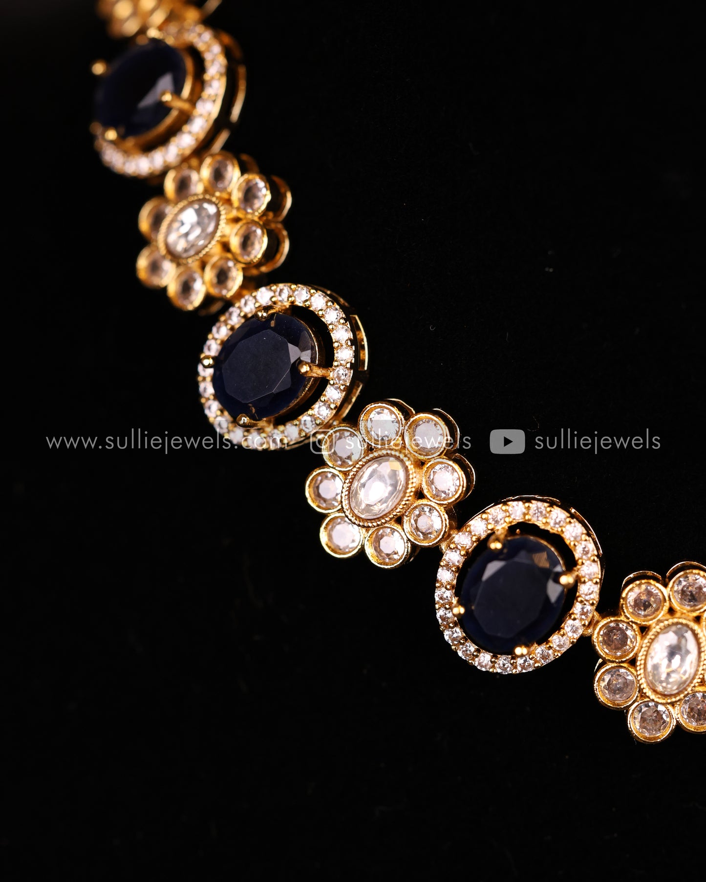 Premium Stone Necklace Set in Gold Finish