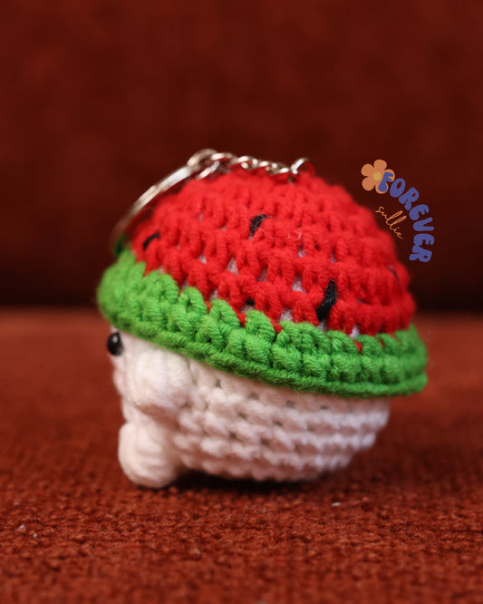 Watermelon Crochet Keychain