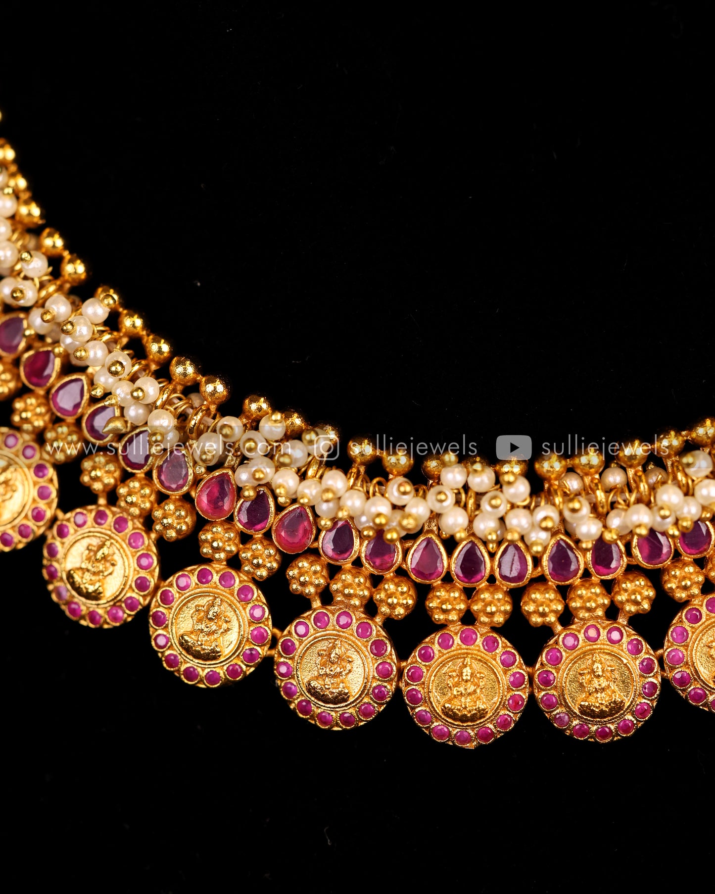 Premium Lakshmi Coin Guttapusalu Necklace with Jhumkas