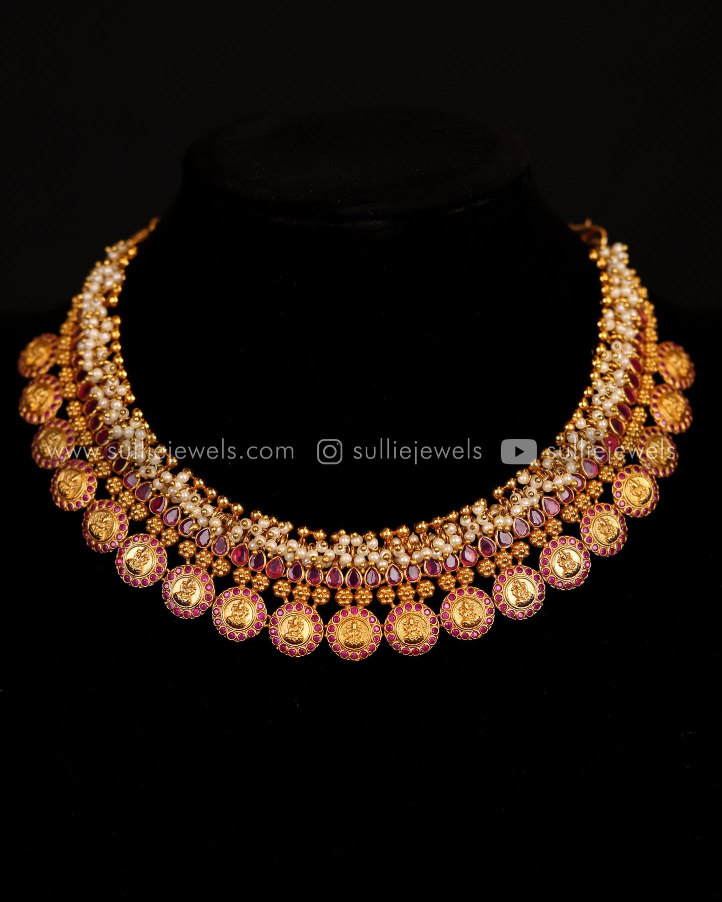 Premium Lakshmi Coin Guttapusalu Necklace with Jhumkas