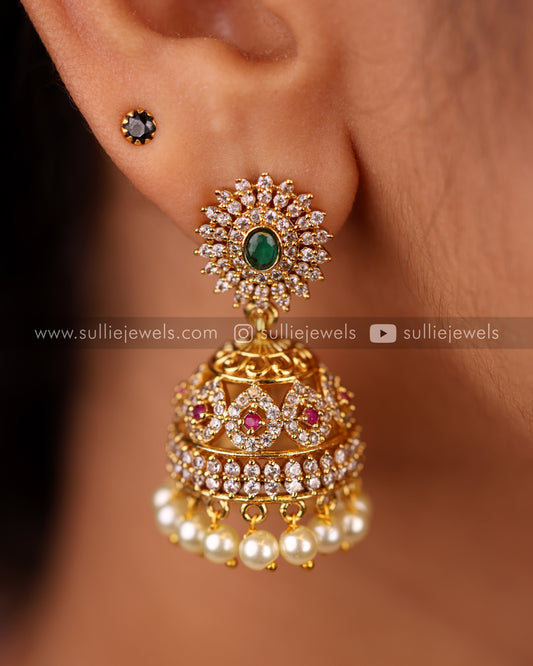 Premium AD Peacock Ckoker with Jhumka