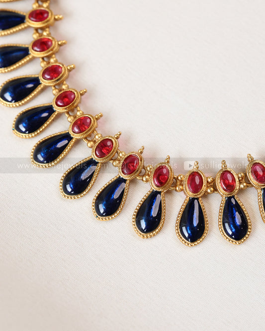 3580 - Sullie Basic - Blue Raindrop Necklace with Jhumka
