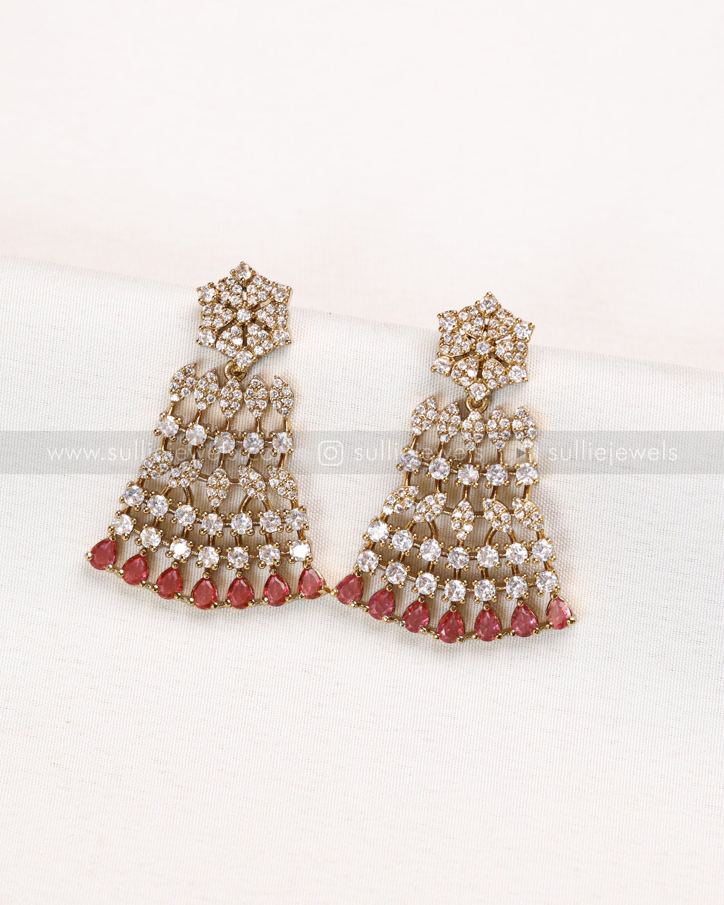 3832 - Ruby Premium Diamond Necklace with Earring