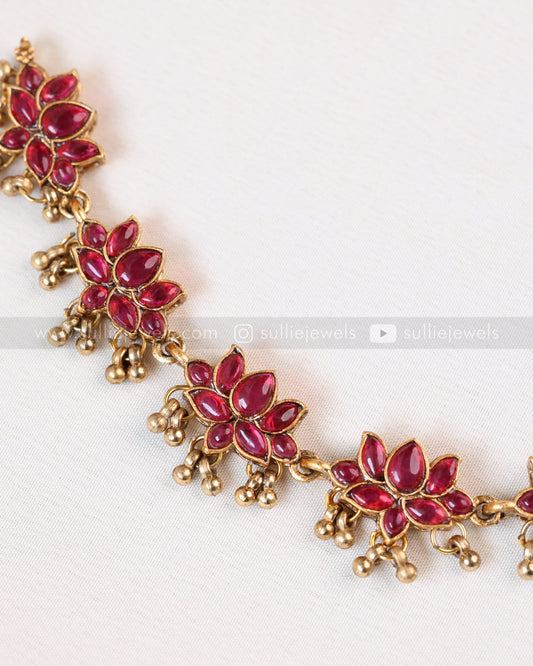 Sullie Basic - Minimal Lotus Ruby Necklace with Stud