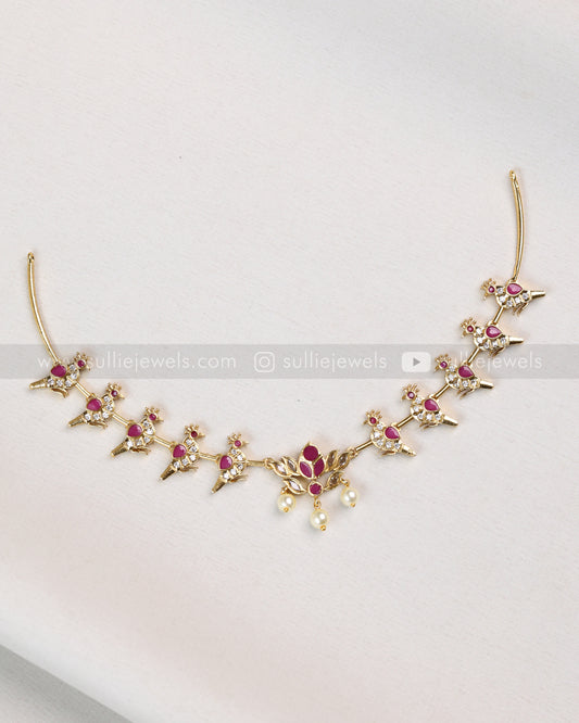 3828 - Ruby Lotus & Parrot AD Hasli Necklace