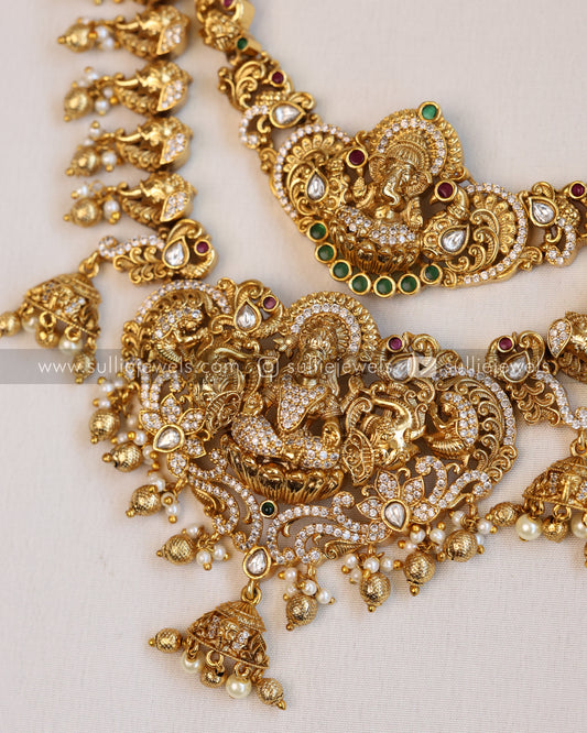 Double Layer Ganesh & Goddess Premium Necklace with Earring