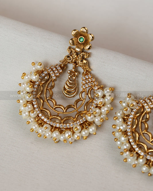 E1149 - Pearl Peacock Chandbali Earring