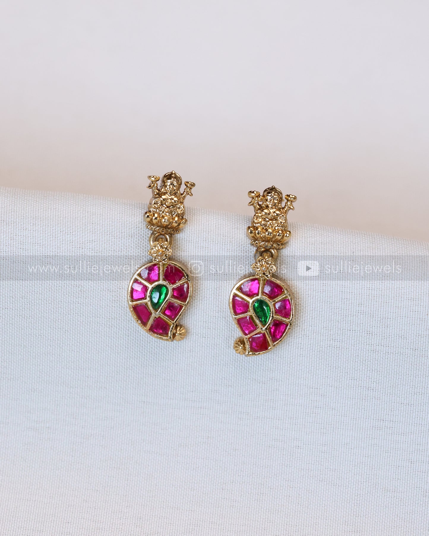 7139 - Premium Jadau Kemp Mango Haaram Chain with Stud