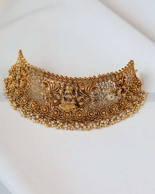 Sullie Basic - Goddess Peacock Floral Choker with Jhumka