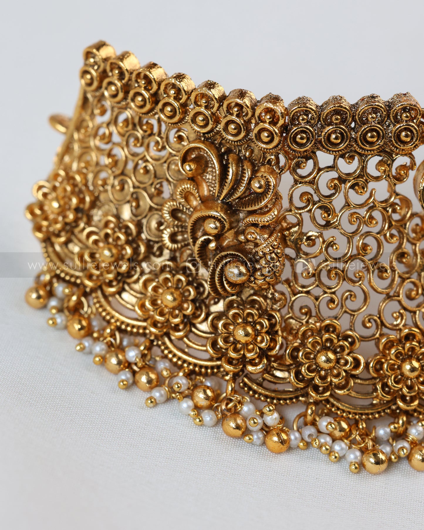 Sullie Basic - Goddess Peacock Floral Choker with Jhumka