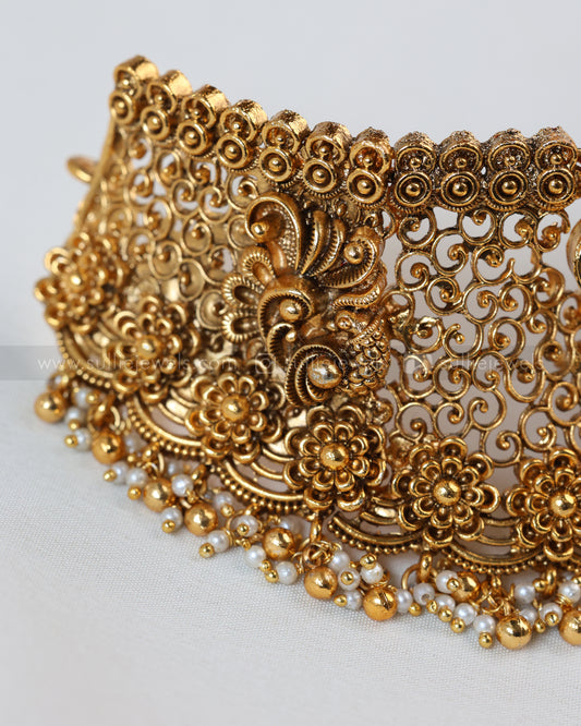Sullie Basic - Goddess Peacock Floral Choker with Jhumka