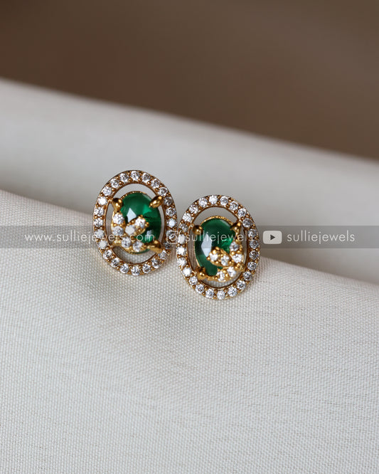 AD Minimal Green Stone Earring