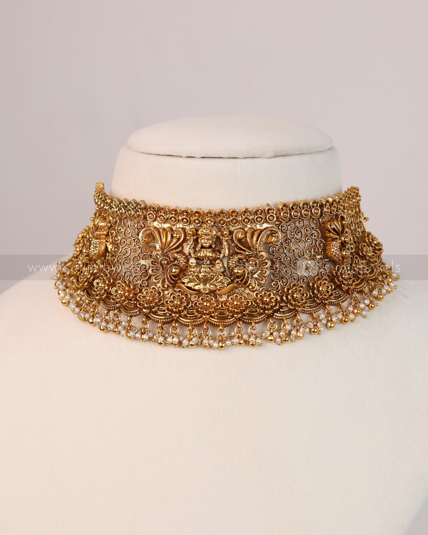 Sullie Basic - Goddess Peacock Floral Choker with Jhumka