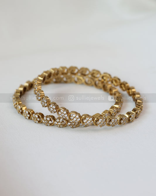 9030 - Floral AD Stone Premium Bangle - Set of 2