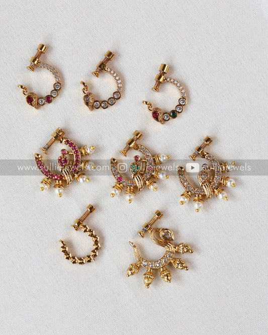 Nose Screw Pin - No Piercing Required - Peacock Pearl