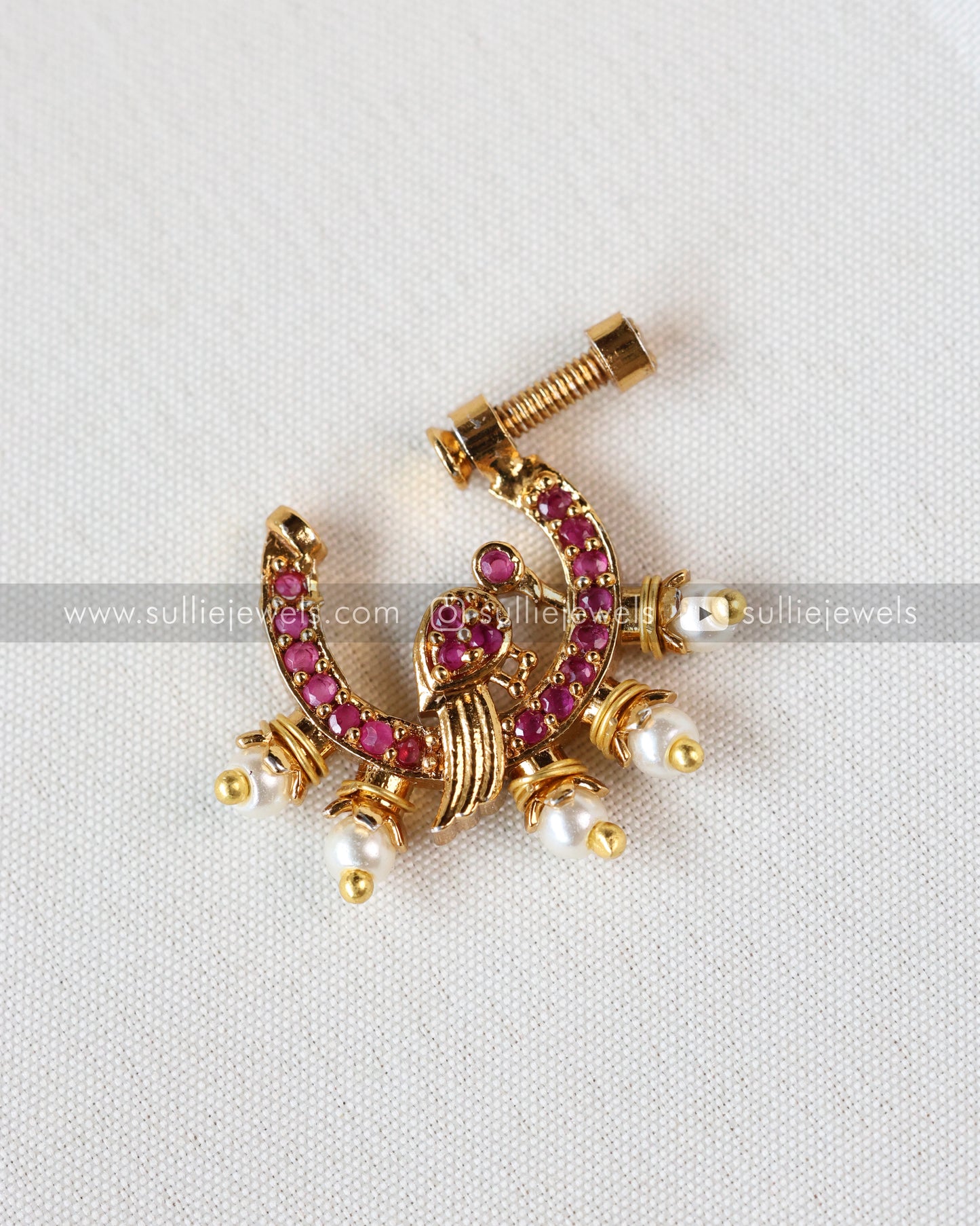 Nose Screw Pin - No Piercing Required - Peacock Pearl
