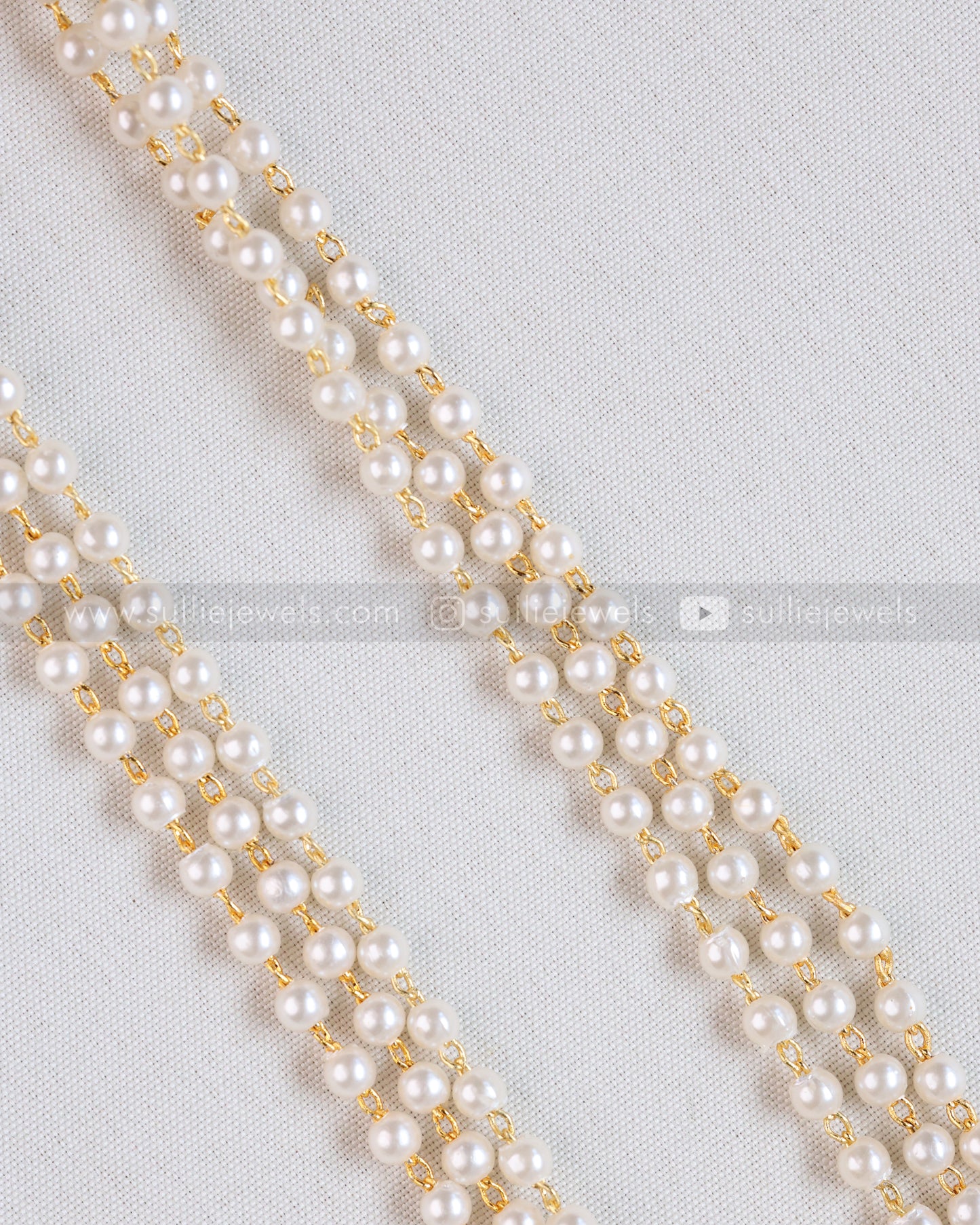 Sullie Basic - Lakshmi Mint Beads Pendant with Pearl chain and Jhumka