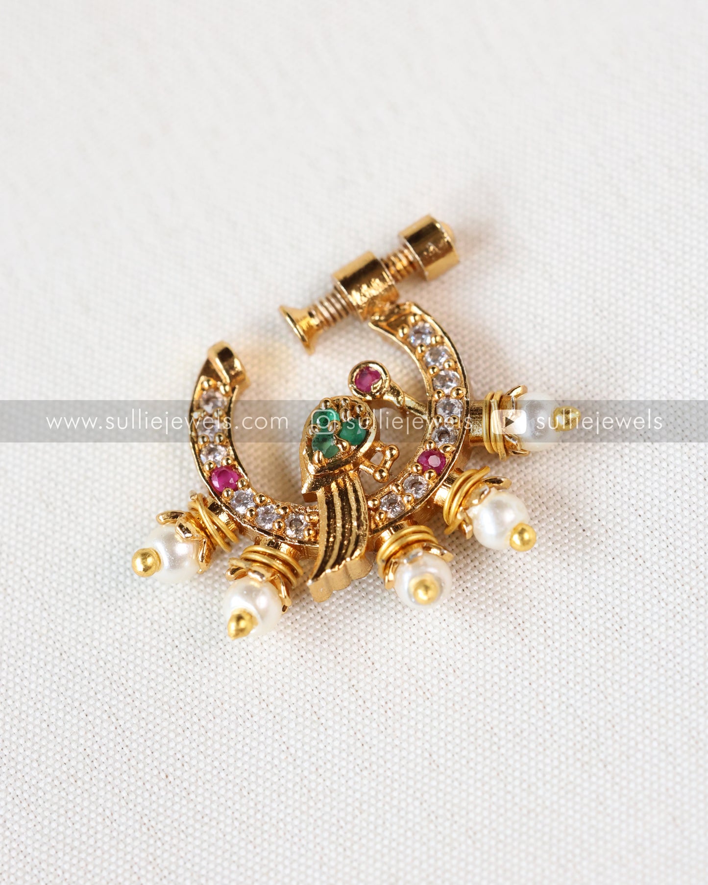 Nose Screw Pin - No Piercing Required - Peacock Pearl