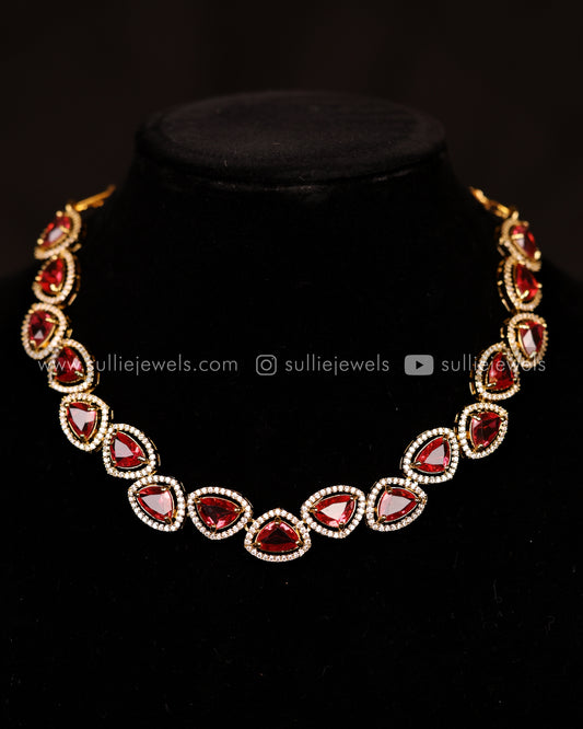Premium Triangular Stone Necklace Set