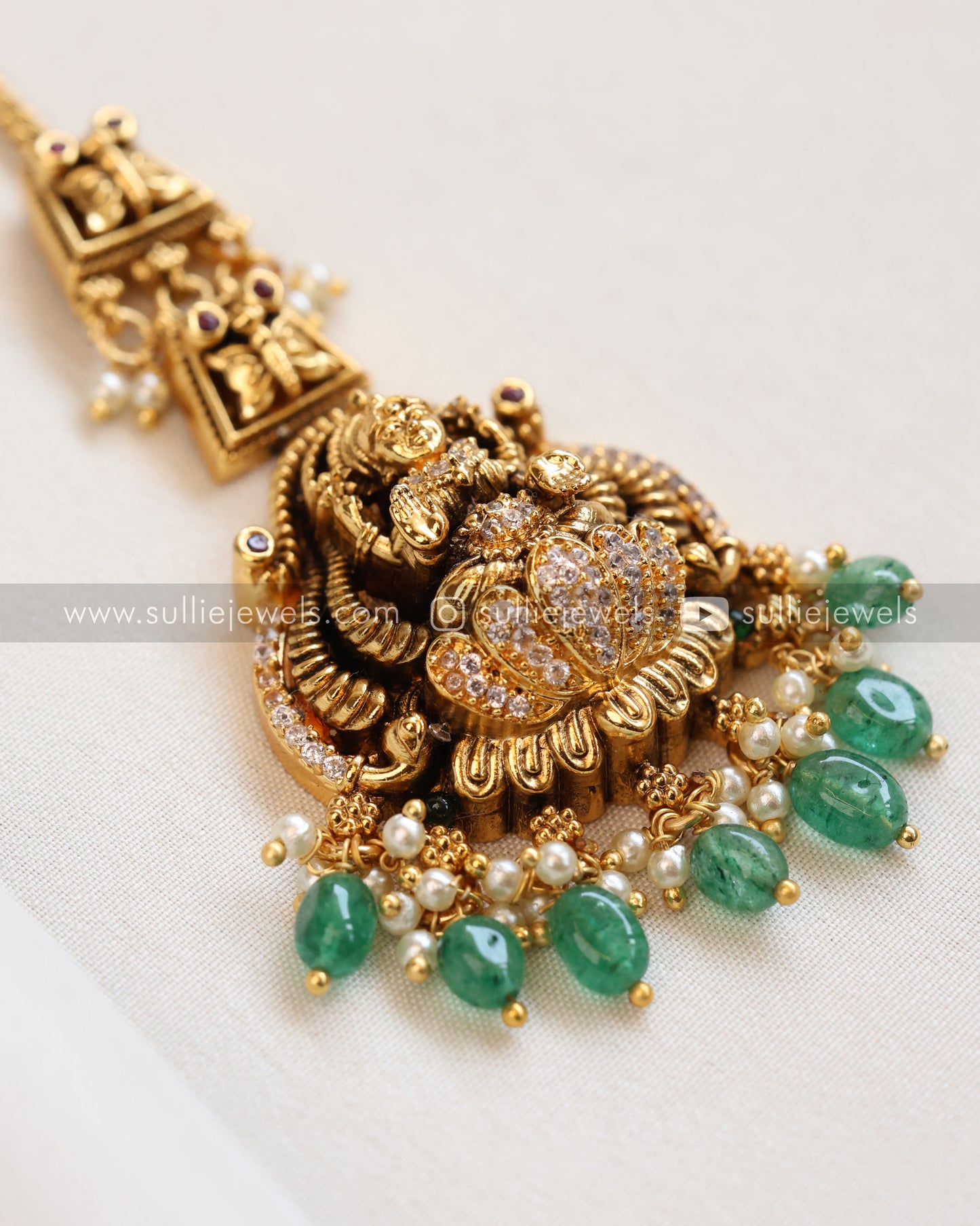 Premium Lakshmi Stone Tikka - Mint Beads