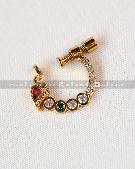 Nose Screw Pin - No Piercing Required - Peacock