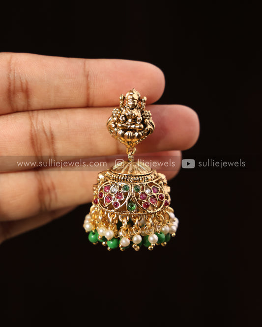 Chakra Broad Lakshmi Bridal Combo - Green Beads ( 3 piece )