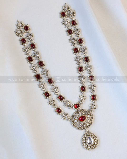 Premium Ruby Victorian Polki Bridal Combo ( 3 piece )