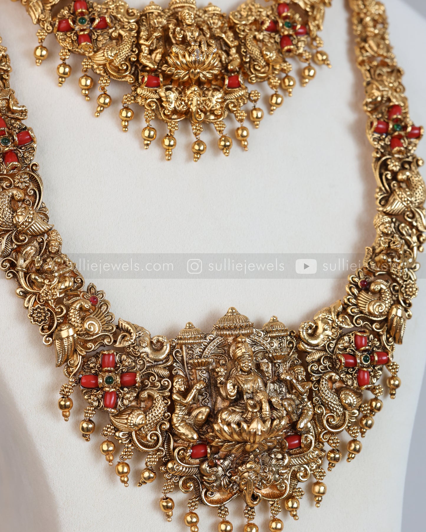 Sullie Basic - Lakshmi Bridal Coral & Gold Beads Combo ( 3 piece )