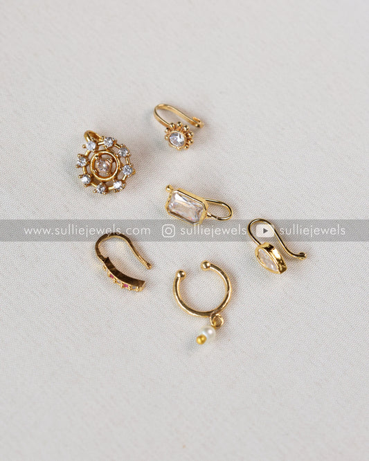 Nose Pin - No Piercing Required - Ring with Pearl drop