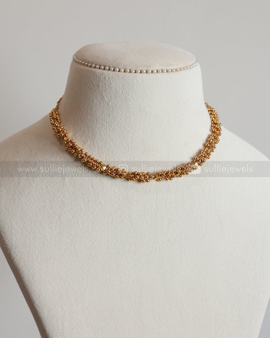 3856 - Sullie Basic - Minimal Golden Ghungroo Necklace with Earring