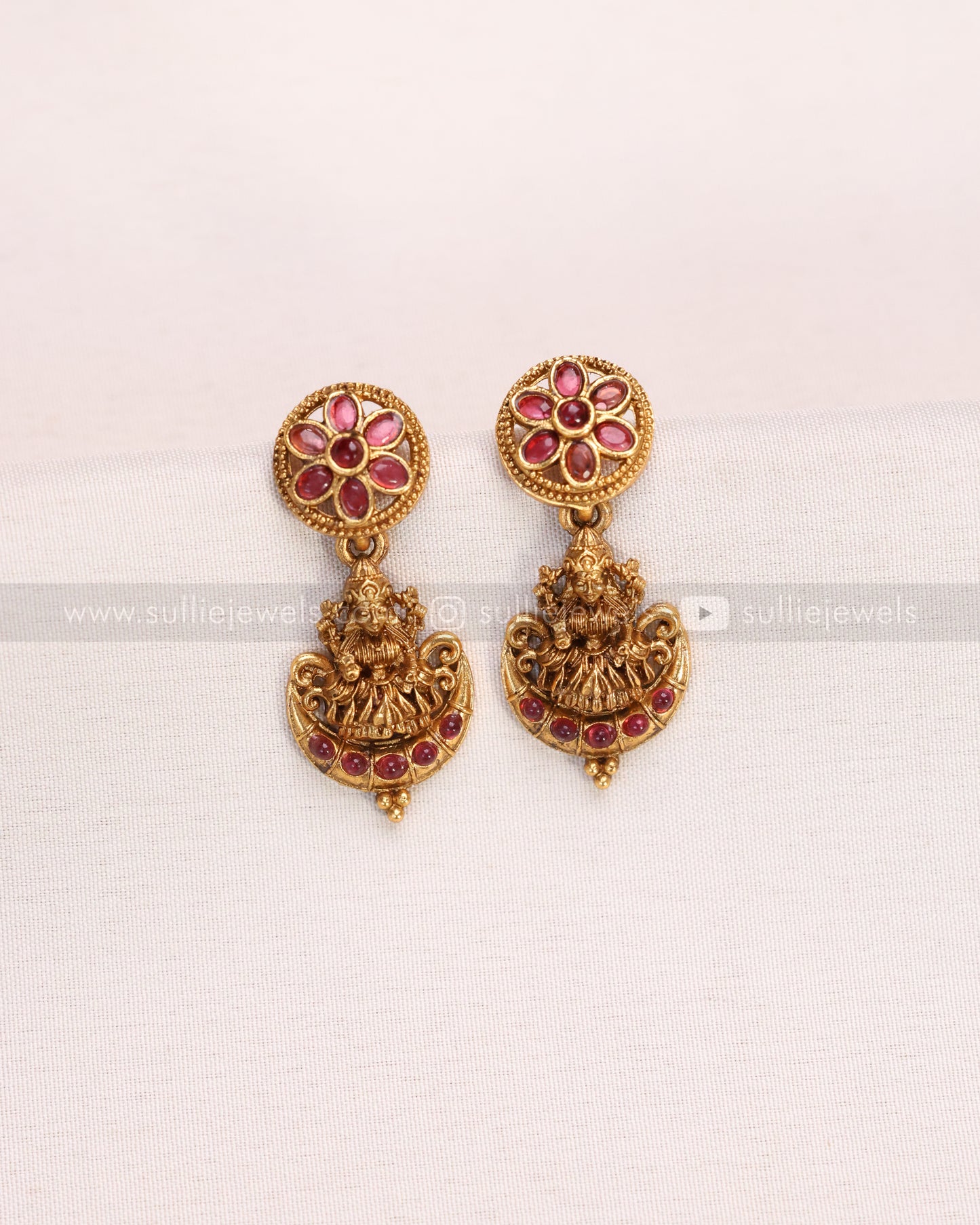 3653 - Sullie Basic Lakshmi Ruby Gold Necklace with Stud