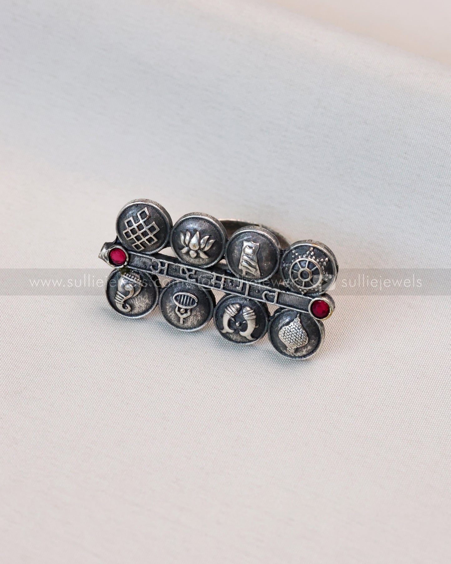 R08 - Oxidised Asthamangal Adjustable Ring