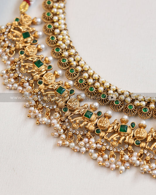 Layered Green Necklace Combo ( 4 piece )