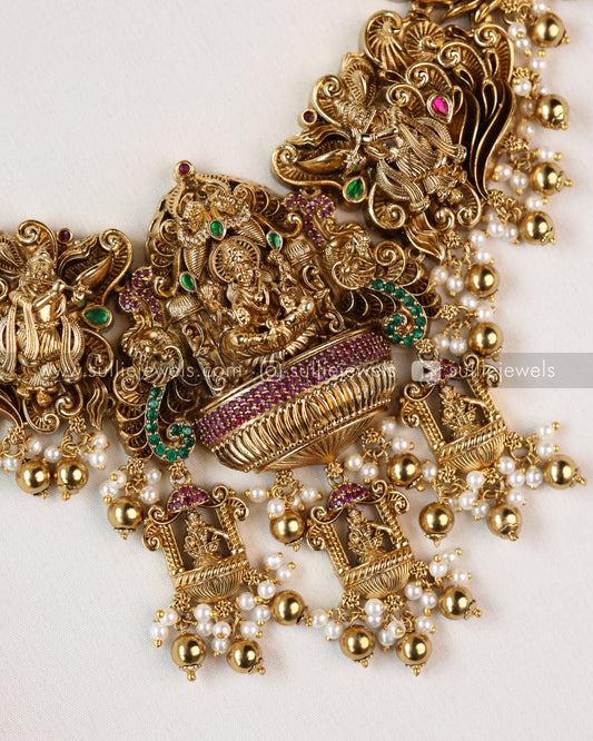 Premium Antique Nagas 3D Necklace with Jhumka