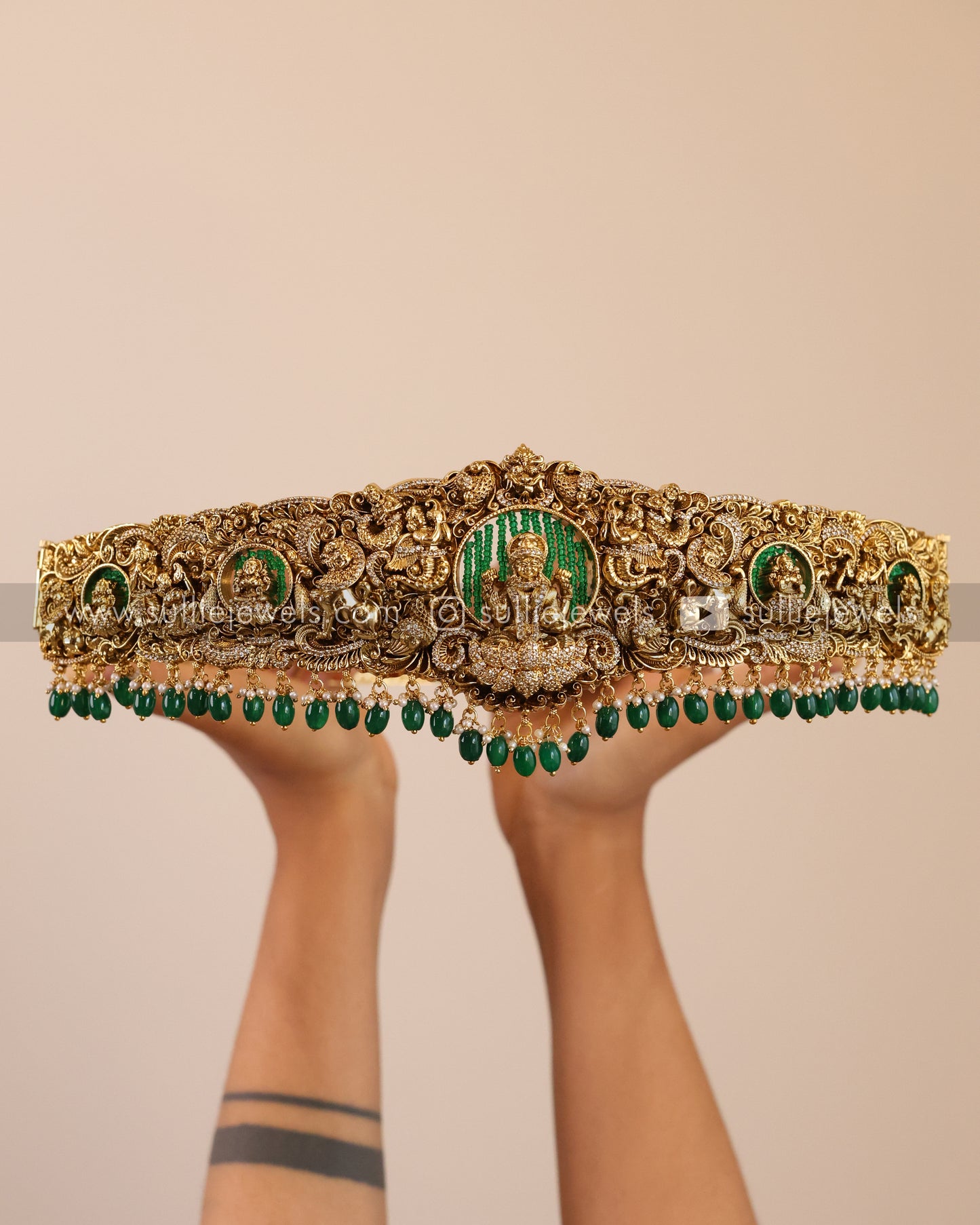 Goddess Premium Designer Hipbelt - Green Beads